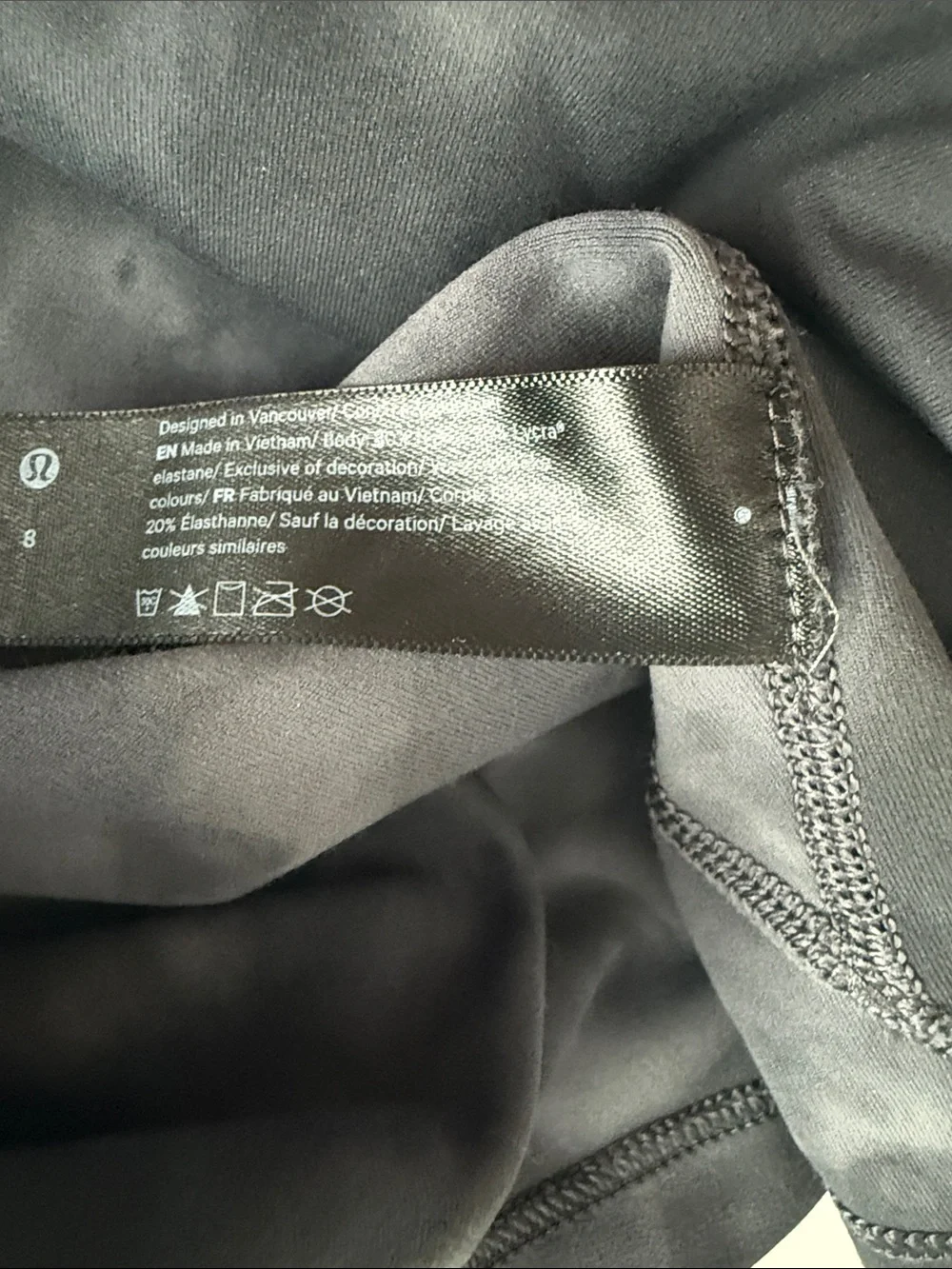 lululemon athletica Long Sleeve V-Neck Crop Top - Charcoal Tie-Dye